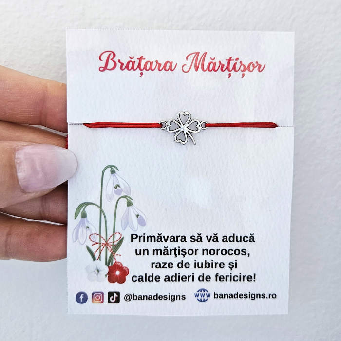 Bratara norocoasa Martisor cu trifoi, cu snur ajustabil [3]