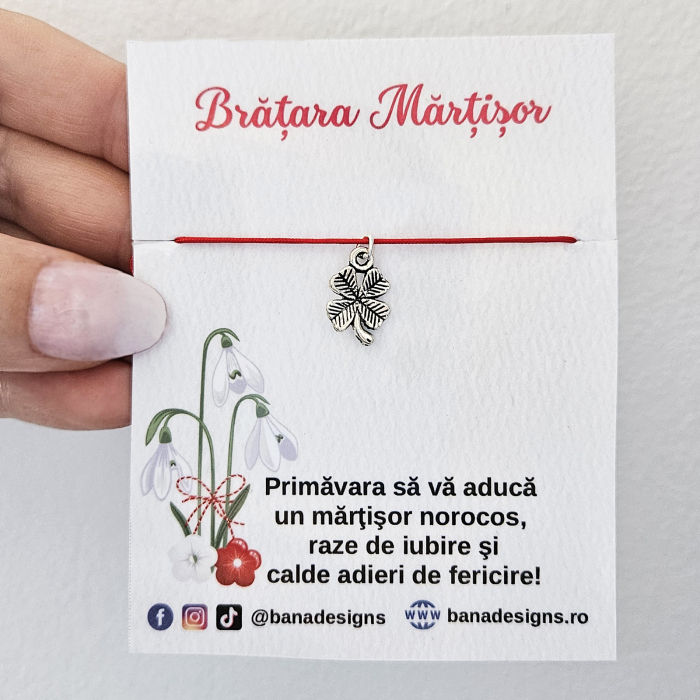 Bratara norocoasa Martisor cu trifoi, cu snur ajustabil [2]