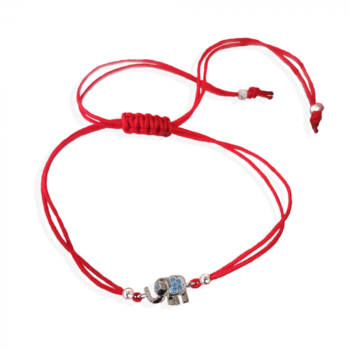 Bratara Martisor elefant placat cu platina si decorat cu cristale Cubic Zirconia si snur ajustabil [3]