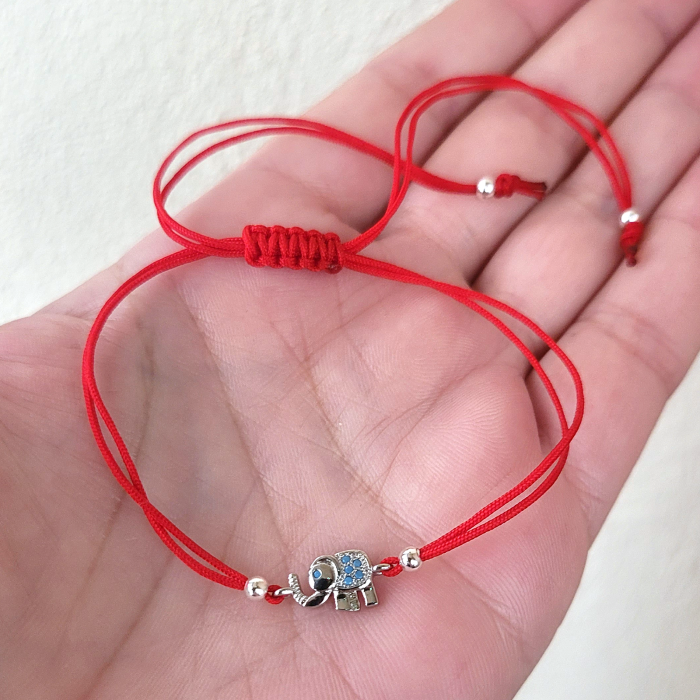 Bratara Martisor elefant placat cu platina si decorat cu cristale Cubic Zirconia si snur ajustabil [4]