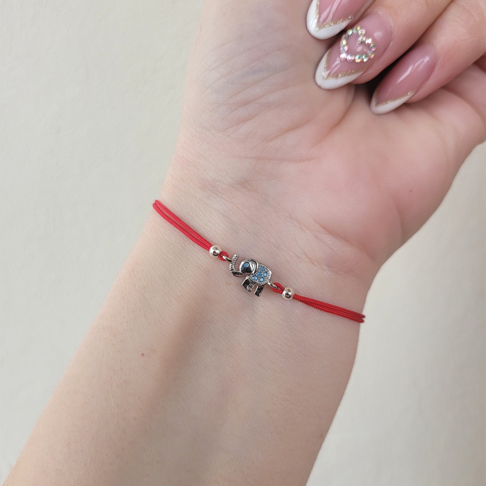 Bratara Martisor elefant placat cu platina si decorat cu cristale Cubic Zirconia si snur ajustabil [2]