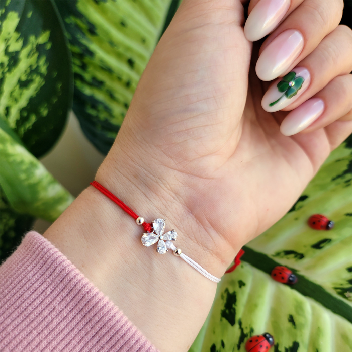 Bratara Martisor fluturas placat cu platina decorat cu cristale Cubic Zirconia, cu snur ajustabil [3]