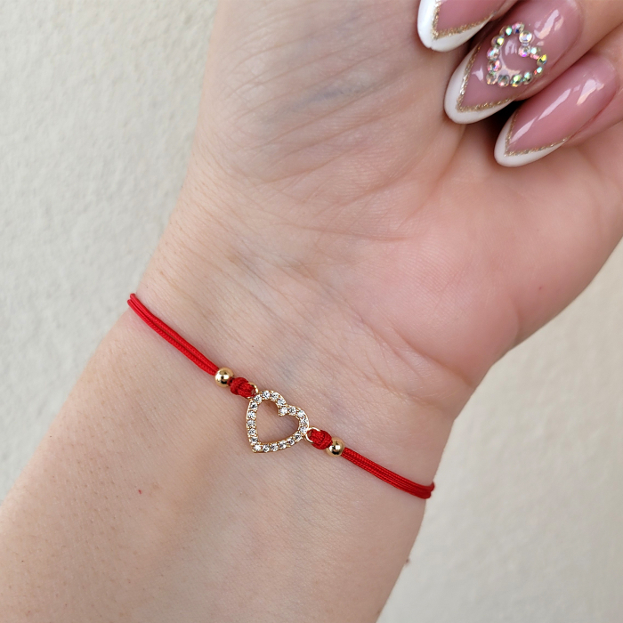 Bratara Martisor placata cu aur de 18K cu charm inimioara decorata cu cristale Cubic Zirconia [3]