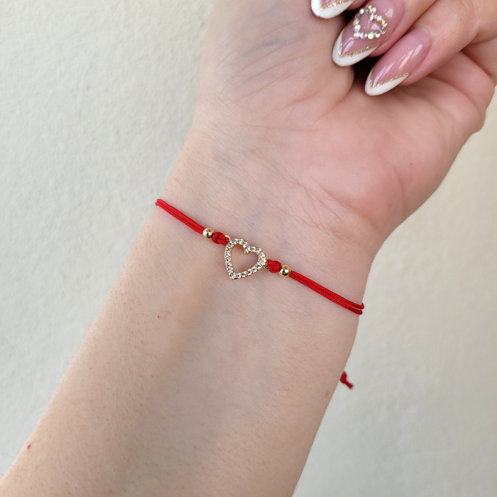 Bratara Martisor placata cu aur de 18K cu charm inimioara decorata cu cristale Cubic Zirconia [2]