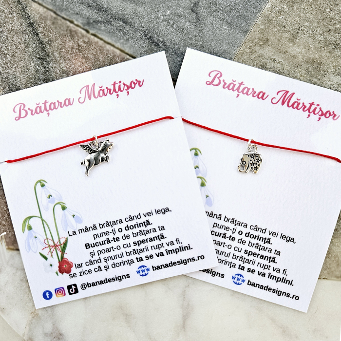 Bratara Martisor porcusor zburator, purcel, porc, cu snur ajustabil [7]