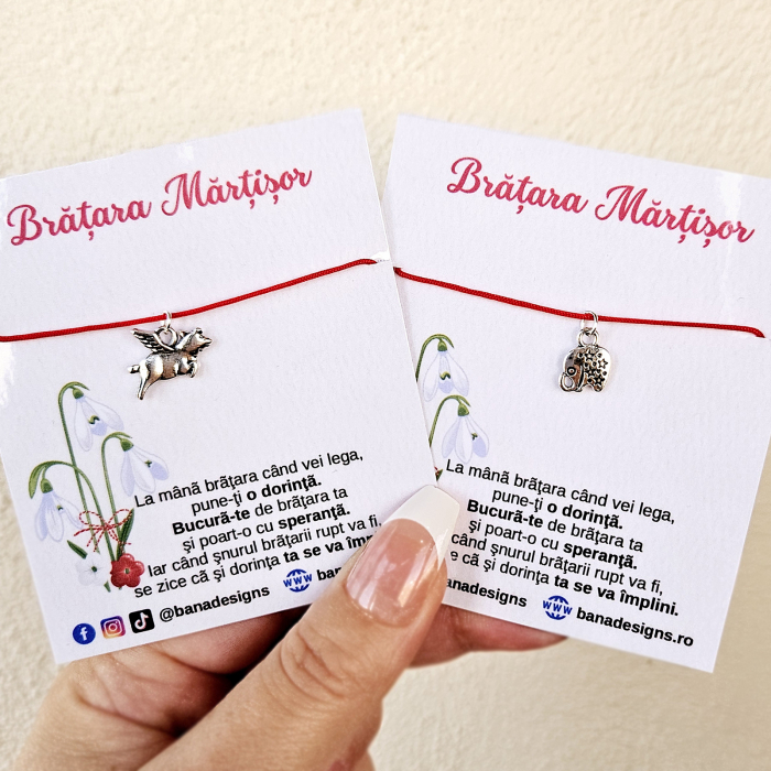 Bratara Martisor porcusor zburator, purcel, porc, cu snur ajustabil [4]