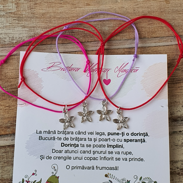 Bratara Martisor cu floricica, cu snur ajustabil [6]