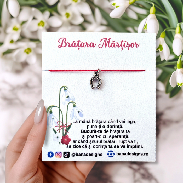 Bratara norocoasa Martisor cu potcoava, cu snur ajustabil [2]