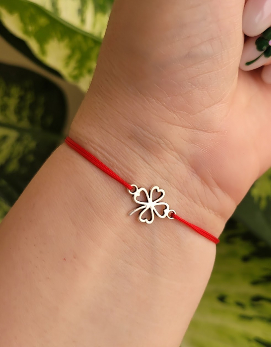 Bratara norocoasa Martisor cu trifoi, cu snur ajustabil [5]