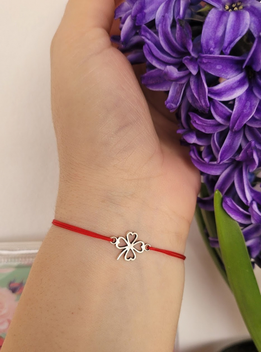 Bratara norocoasa Martisor cu trifoi, cu snur ajustabil [6]