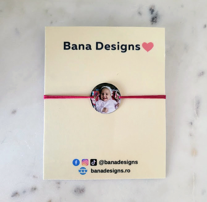 Bratara personalizata cu fotografie imprimata pe banut din aluminiu cu snur ajustabil [4]