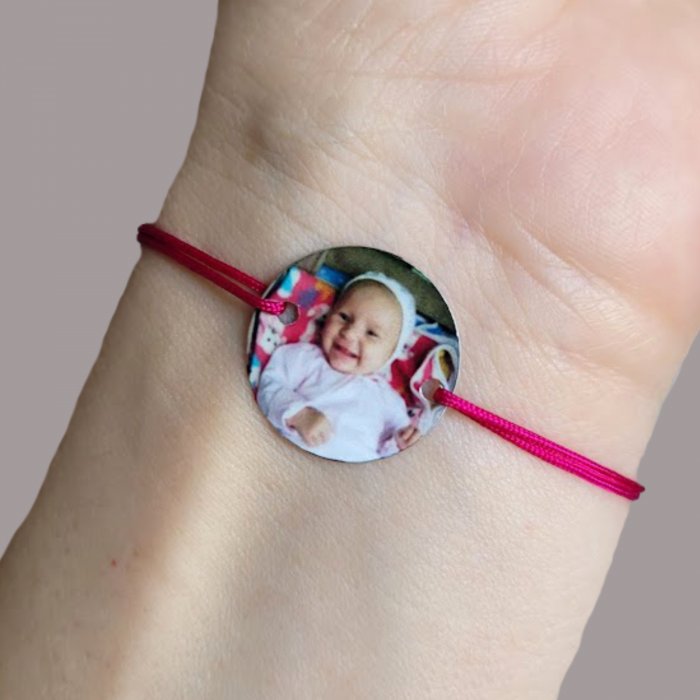 Bratara personalizata cu fotografie imprimata pe banut din aluminiu cu snur ajustabil [3]