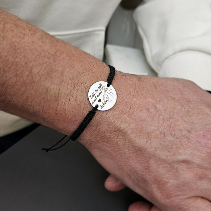 Brățară personalizată cu fotografie gravată pe bănuț din inox 304, șnur reglabil. Cadou elegant, premium și plin de semnificație. [4]