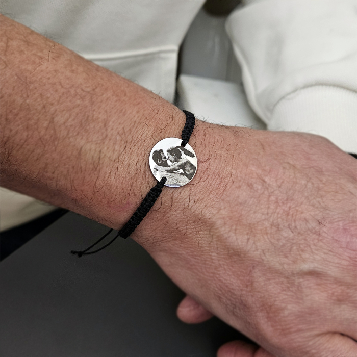 Brățară personalizată cu fotografie gravată pe bănuț din inox 304, șnur reglabil. Cadou elegant, premium și plin de semnificație. [4]