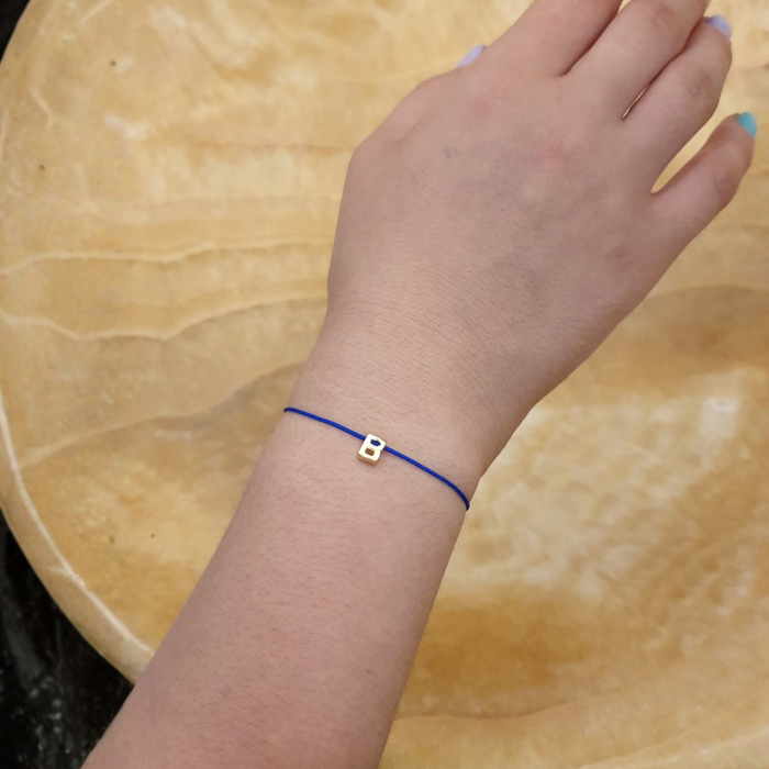 Bratara personalizata cu initiala placata cu aur, snur special ajustabil [10]