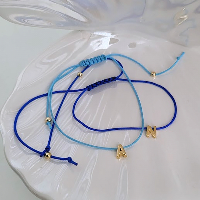 Set de 2 bratari personalizate cu initiala placata cu aur, cadou pentru cele mai bune prietene [5]