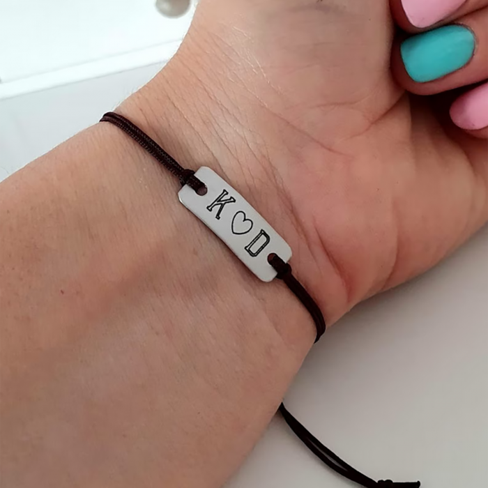 Bratara personalizata cu initiale si inimioara cu snur ajustabil special [4]