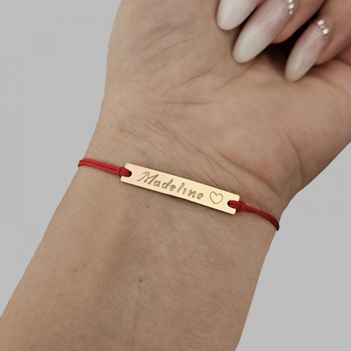 Bratara personalizata gravata cu nume, placuta placata cu aur [4]