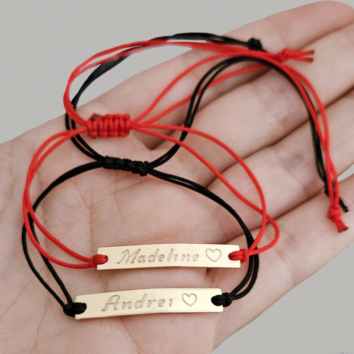 Bratara personalizata gravata cu nume, placuta placata cu aur [5]