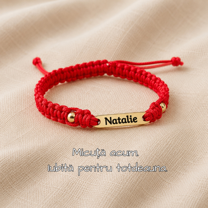 Brățară Personalizată cu Nume, Inox Auriu Waterproof, bilute pentru bebelusi [5]