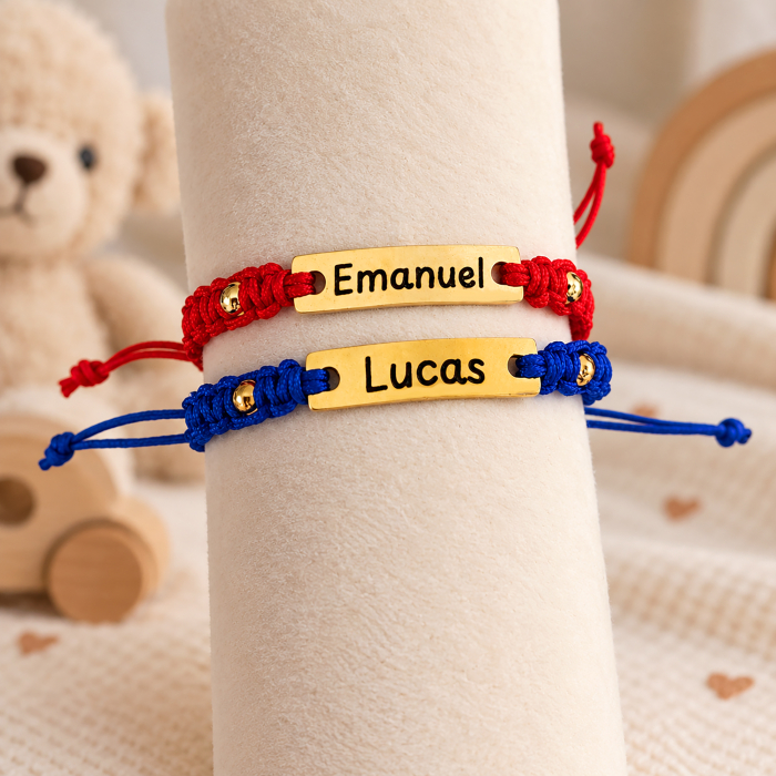 Brățară Personalizată cu Nume, Inox Auriu Waterproof, bilute pentru bebelusi [3]