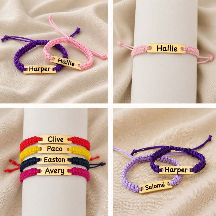 Brățară Personalizată cu Nume, Inox Auriu Waterproof, pentru copii [4]