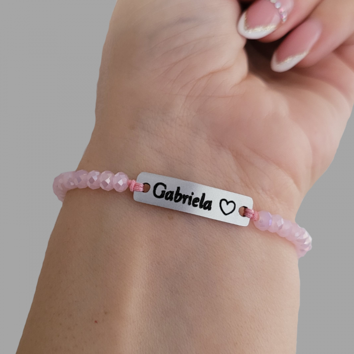Bratara personalizata cu nume si margele din cristal colorat [4]