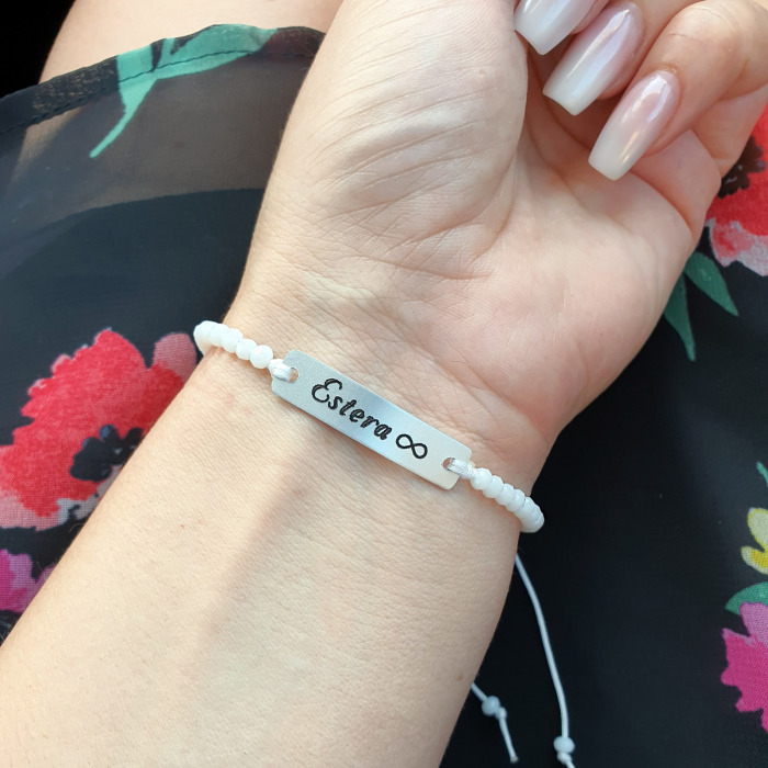 Bratara personalizata cu nume si margele din cristal colorat [5]