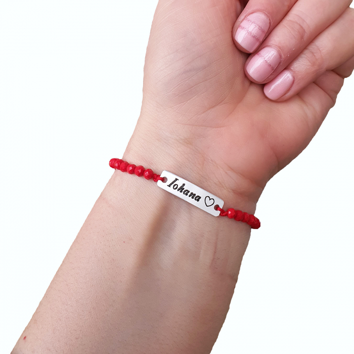 Bratara personalizata cu nume si margele din cristal colorat [2]