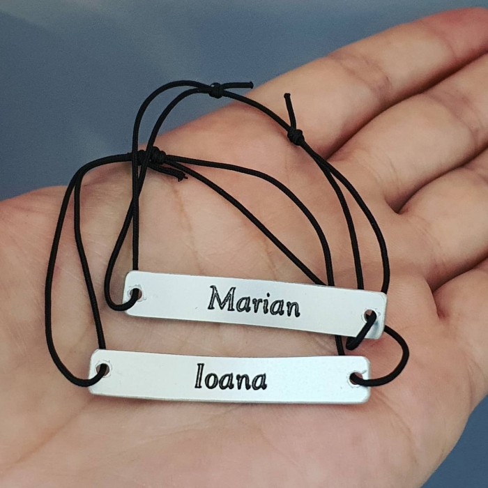 Nimic fara Dumnezeu, set de 2 bratari personalizate pentru cuplu, cu gravare fata verso si snur simplu, ajustabil [5]