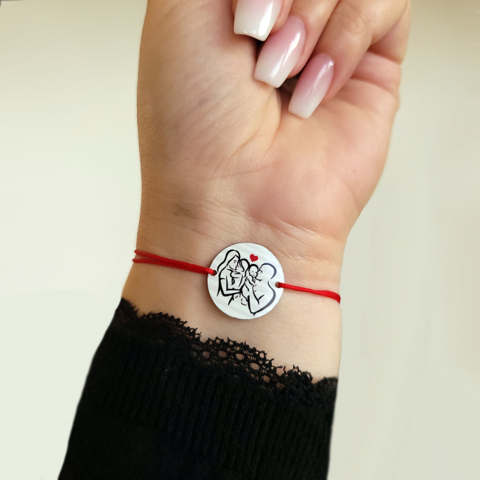 Bratara personalizata cu silueta de familie cu 4 membri [3]