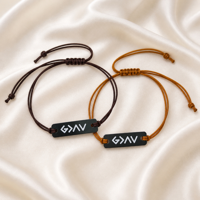 Brățară Personalizată „God is Greater Than the Highs and Lows” – Brățară Religioasă cu Șnur Reglabil și Plăcuță Gravată [3]