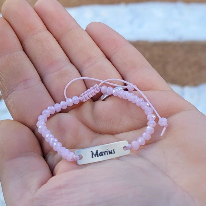 Bratara personalizata cu nume si margele din cristal colorat [7]