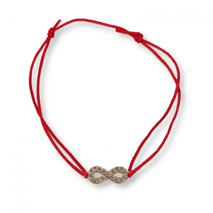 Bratara cu infinit placat cu aur de 18K, cristale Cubic Zirconia si snur ajustabil [2]