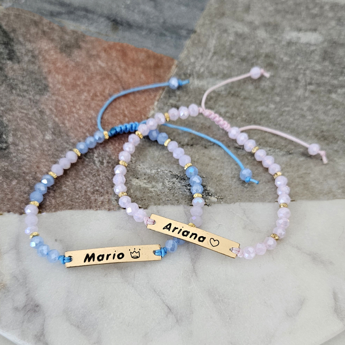 Bratara placata cu aur de 18K personalizata cu nume, cristale negre [5]