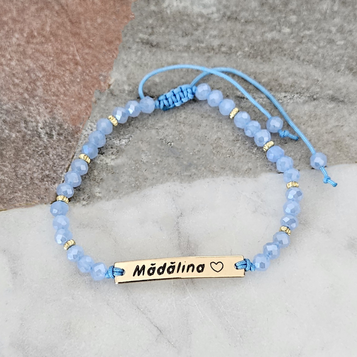Bratara placata cu aur de 18K personalizata cu nume, cristale negre [10]