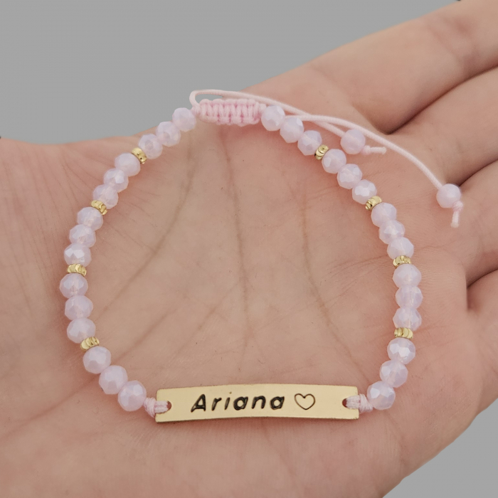 Bratara placata cu aur de 18K personalizata cu nume, cristale negre [9]