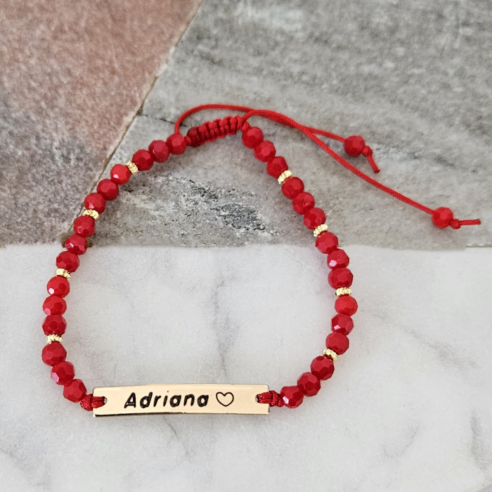 Bratara placata cu aur de 18K personalizata cu nume, cristale negre [6]