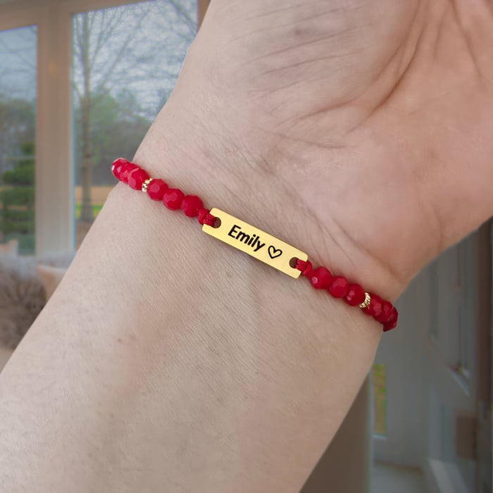 Bratara placata cu aur de 18K personalizata cu nume, cristale negre [2]