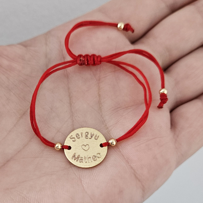 Bratara placata cu aur personalizata, banut gravat cu nume si inimioara [3]