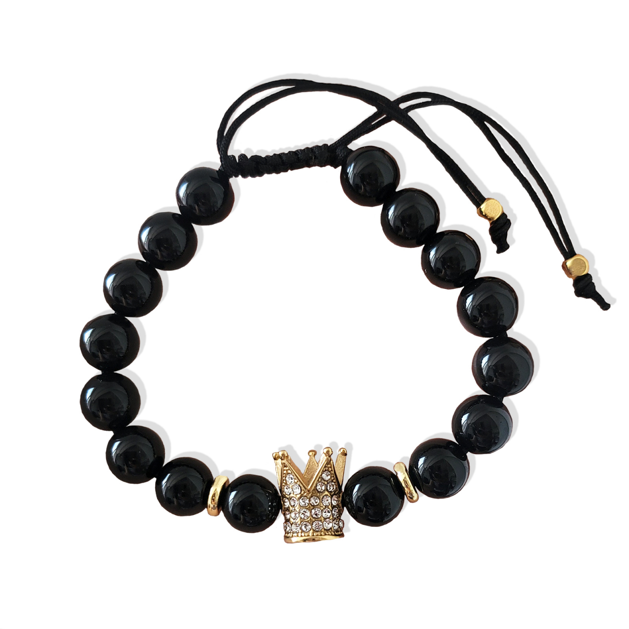 Set Bratari pentru cuplu cu coronita si Onix pietre semipretioase [4]