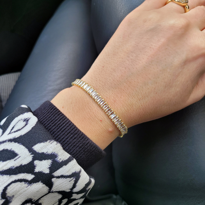 Bratara tip tennis, placata cu aur de 18K cu cristale Cubic Zirconia [3]