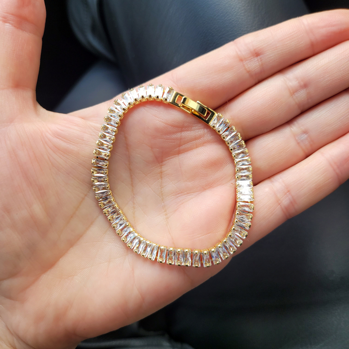 Bratara tip tennis, placata cu aur de 18K cu cristale Cubic Zirconia [4]