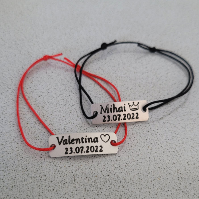 Bratari personalizate pentru cuplu gravate cu nume si data, cu inchidere ajustabila [5]