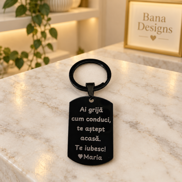 Breloc gravat „Break My Bed, Not My Heart” din oțel inoxidabil, cadou amuzant pentru iubit sau iubită [3]