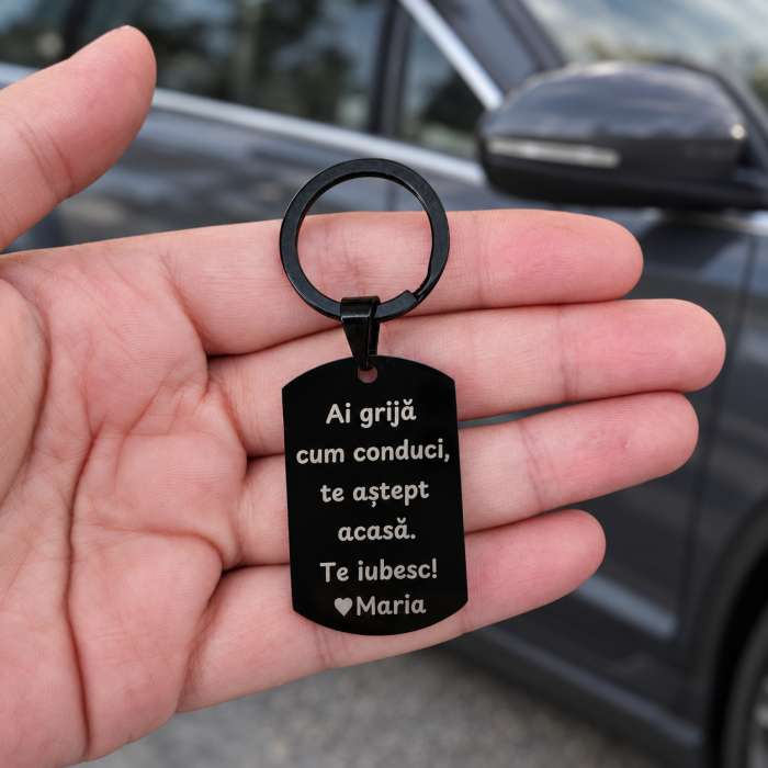 Breloc gravat „Break My Bed, Not My Heart” din oțel inoxidabil, cadou amuzant pentru iubit sau iubită [2]