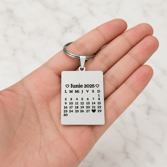 Breloc Personalizat cu Calendar, Data Voastră Specială Gravata în Inox [4]