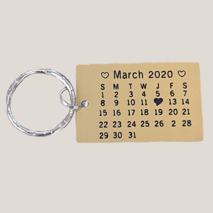 Breloc personalizat cu calendar, Save the Date, auriu [3]
