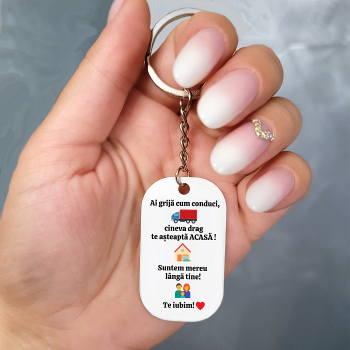Breloc personalizat cu fotografie pe fata si mesaj pe spate, cadou pentru familie, pentru sot [4]