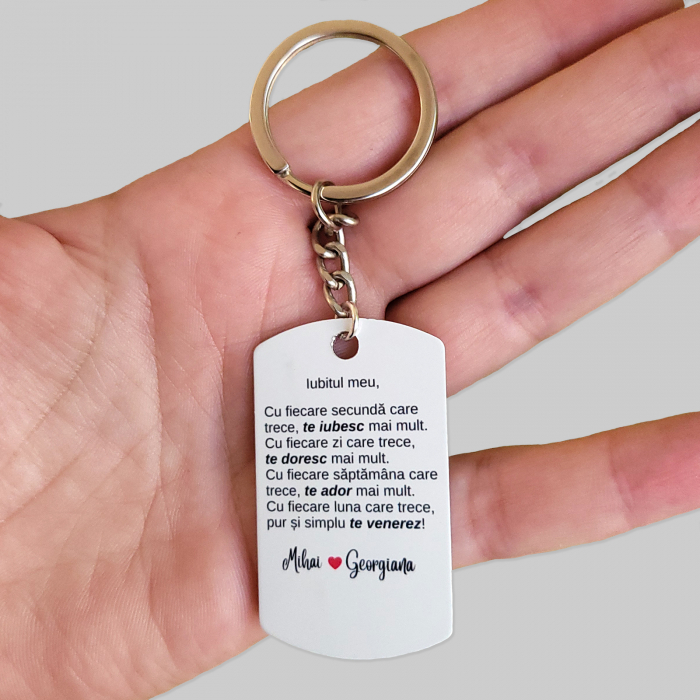 Breloc personalizat cu fotografie si mesaj de dragoste, cadou pentru cuplu [5]